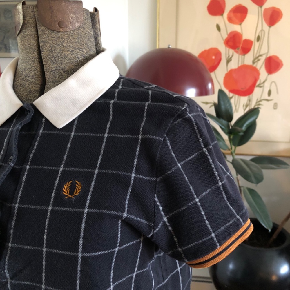 Vintage Fred Perry A-Line Tartan Polo Shirt Dress Mod Collar US 10 UK 14 - Picture 3 of 5